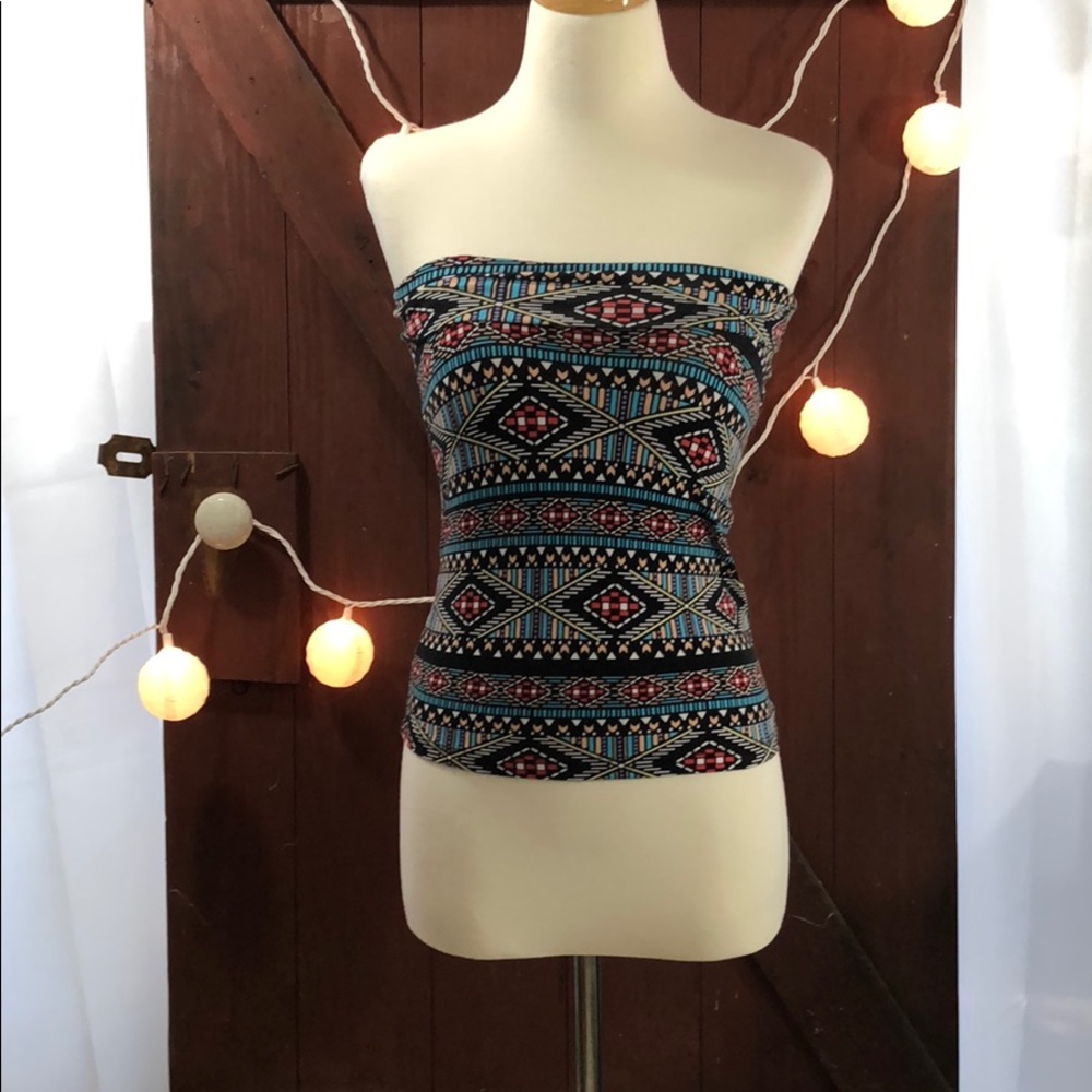 Boho print tube top small C
